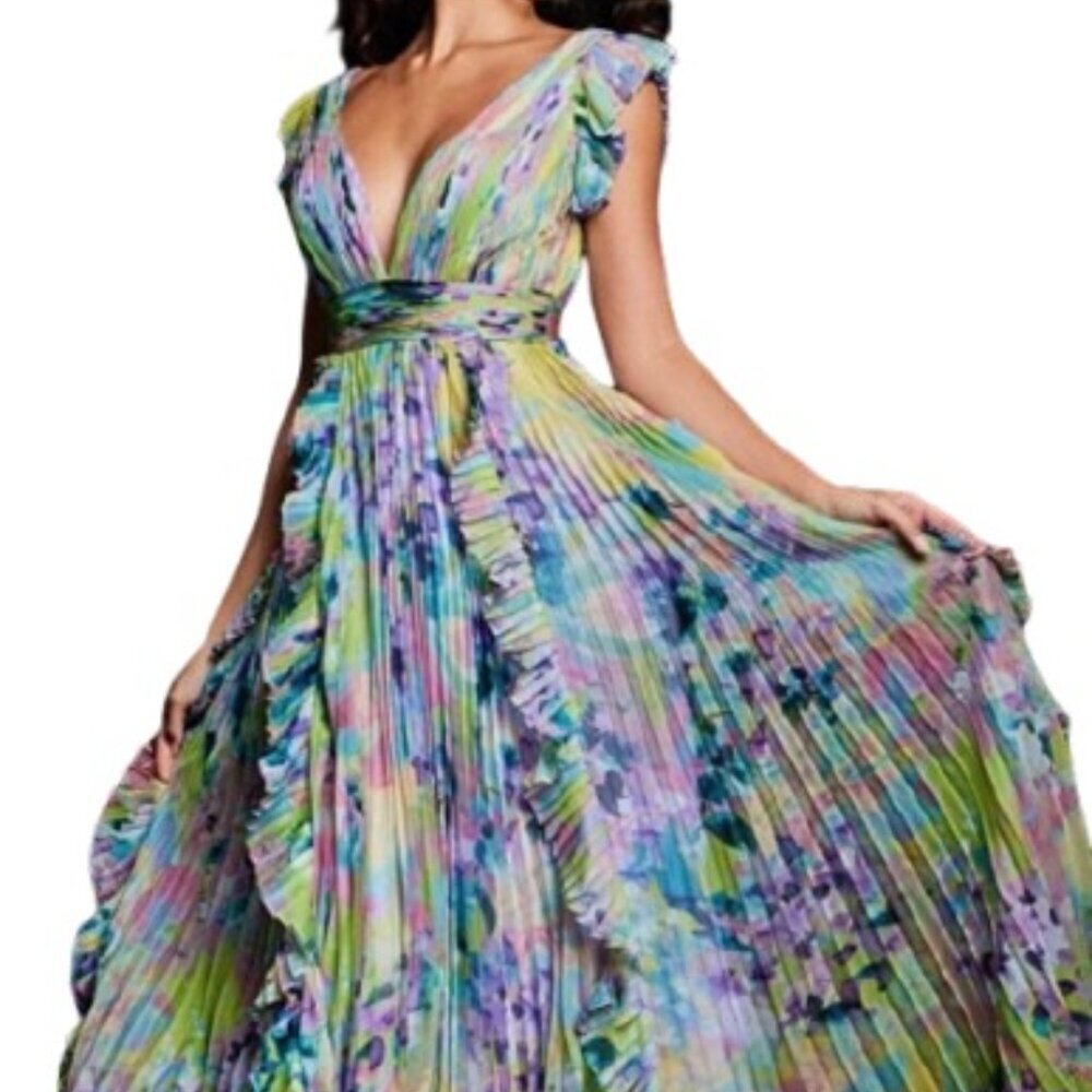 NWT Jovani 34412SC Chiffon Floral Print Evening Dress Print Size 0
